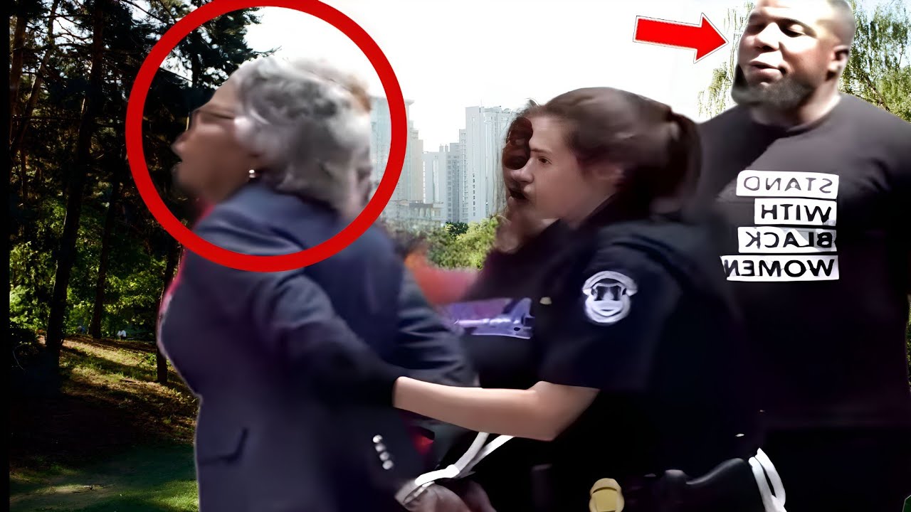 Officer Harasses Black Elderly Woman For Sitting In A Park, Unaware Who's Watching from Behind Him...